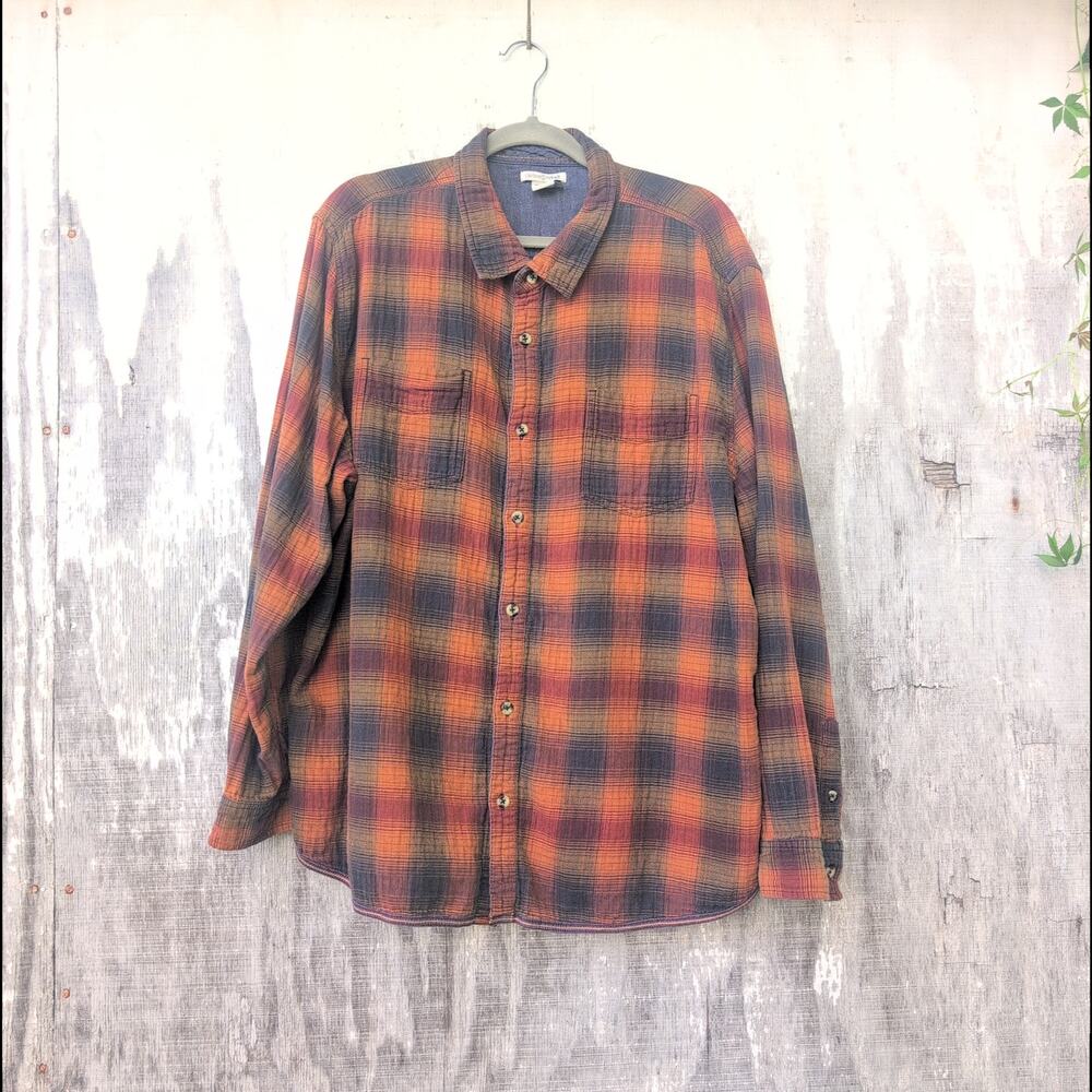 Carbon2Cobalt Harvest Checkered Plaid 100% Cotton Button Down Men's 2XL
